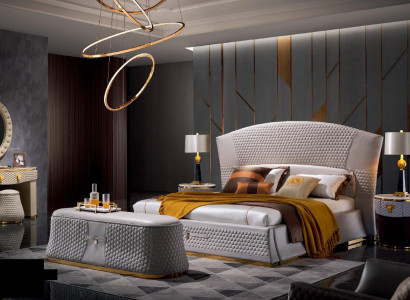 Bett Betten Doppelbett Schlafzimmer Leder Polster Textil Doppelbetten 180x200cm