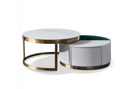 Holz Couchtisch in Natur mit Edelstahl, modernes Design