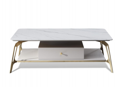 Holz Couchtisch in Natur mit Edelstahl, modernes Design
