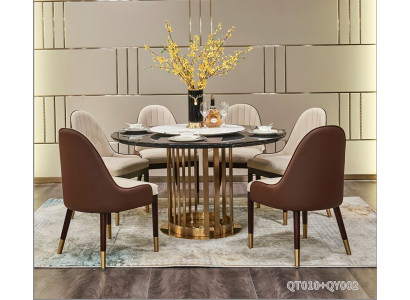 Esszimmer Runde Tische Essgruppe Set Stuhl Gruppe Tisch 6 Design Stühle 7tlg Neu
