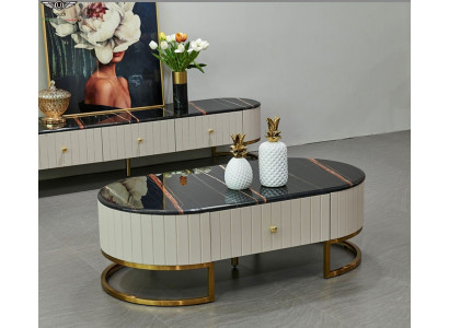 Holz Couchtisch in Natur mit Edelstahl, modernes Design