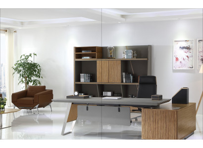 Holz Esstisch in Schwarz mit Edelstahlrahmen – Modernes Design