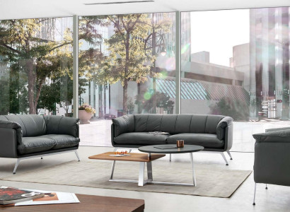Kunstleder Chesterfield-Sofa in Schwarz modern und elegant