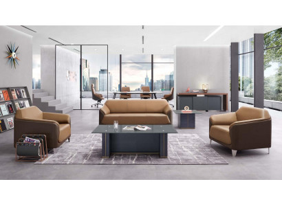 Moderner Couchtisch aus MDF und Metall in Holzoptik