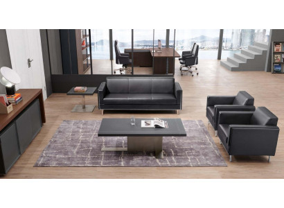 Moderner Couchtisch aus MDF, PVC und Edelstahl in Holzoptik