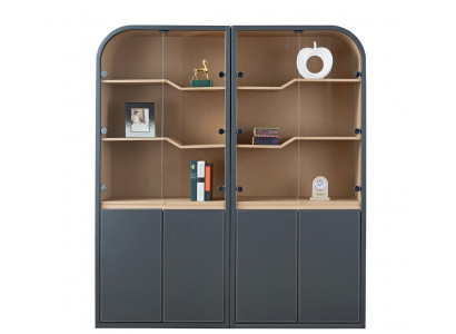 Moderner Büroschrank aus MDF und Glas in Schwarz