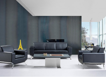 Kunstleder Chesterfield-Sofa in Schwarz modern und elegant