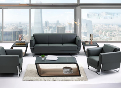 Kunstleder Chesterfield-Sofa in Schwarz modern und elegant