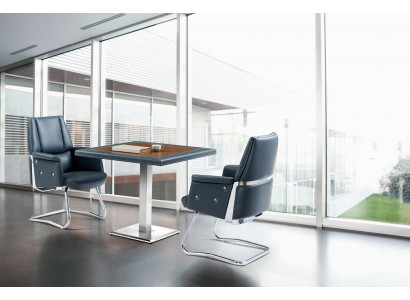 Kunstleder Esstisch mit 2 Stühlen modern, MDF und Edelstahl in Schwarz