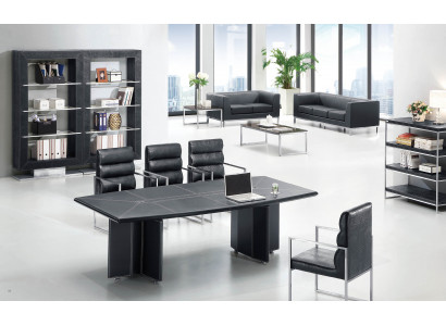 Moderner Konferenztisch aus MDF und Edelstahl in eleganter