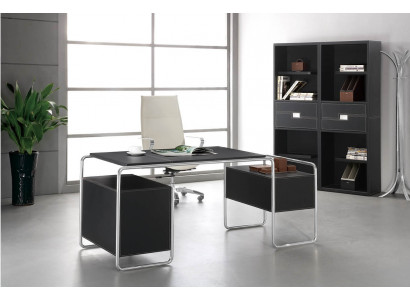 Moderner Schreibtisch und Aktenschrank aus MDF und Edelstahl in