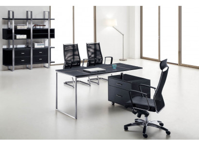 Moderner Schreibtisch aus MDF und Edelstahl in Schwarz
