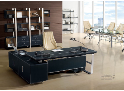 Eckschreibtisch aus MDF mit Edelstahl in modernem Design