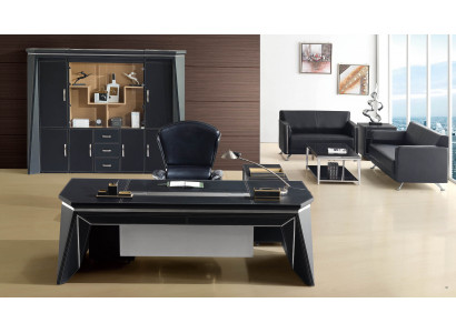 Moderner Eckschreibtisch aus MDF, PVC und Edelstahl in Grau