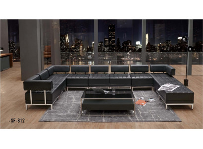Kunstleder Ecksofa in Schwarz modern und bequem