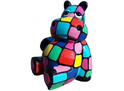 Große Betonfigur Nilpferd in modernem Design in Grau
