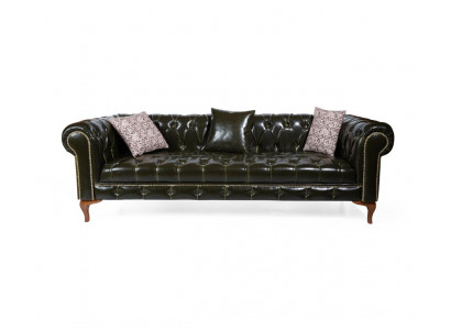 Leder 3-Sitzer Sofa in Schwarz modern eleganter Stil