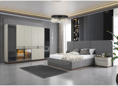 Schlafzimmer Möbel Betten 2x Nachttische Schrank Kleiderschrank Design 4tlg.