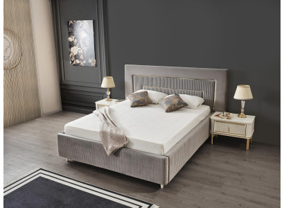 Bett Polsterbett Luxus Schlafzimmer Design Betten Textil Holz Bettgestell Neu