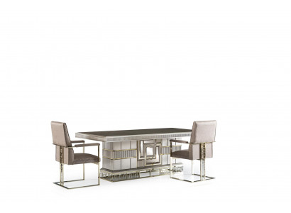 Esszimmer Set Grau Holz Esstisch Schön 4x Stühle Modern Elegantes Design 5tlg.