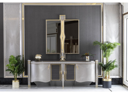Esszimmer Set Grau Anrichte Schön Spiegel Luxus Design Elegantes Modern 2tlg.