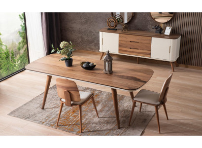 Esszimmer JV Möbel Esstisch Stuhl Garnitur Tische Gruppe  2 Stühle Holz Braun