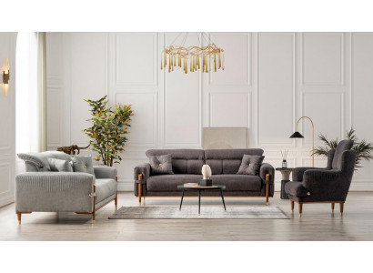 Designer Wohnzimmer Sitzgarnitur Polster 3-Sitzer Loungesessel 3tlg