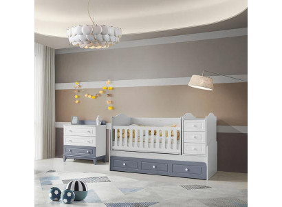Modernes Montessori Babyzimmer Set mit Bett und Kommode Funktionales Design
