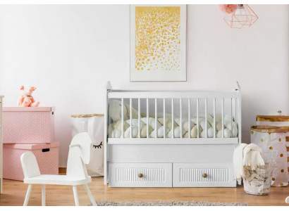 Babybett Weiß Holz Sichere Gitterstäbe Elegante Schubladen Modernes Design