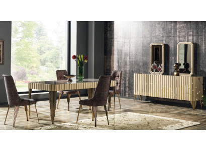 Garnitur Esstisch 4х Stühle Sideboard 2x Spiegel 8tlg Esszimmer Gruppe Tisch