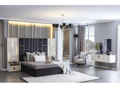 Schlafzimmer Möbel Nachttisch Polster Bett Schminktisch Komplett Set 5tlg