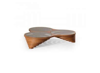 Exklusive Luxus Wohnzimmer Couchtisch Braun Farbe mit Glasplatte Modern