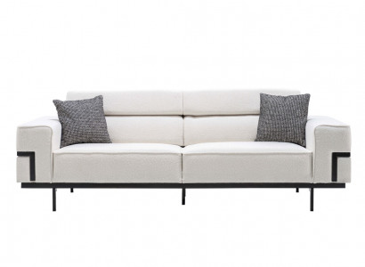 Wohnzimmer Weißes Textilsofa Exklusiver Dreisitzer Polster Couch Neu