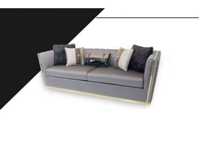 Grauer Dreisitzer Sofa Couch Polster Möbel Einrichtung 250cm xxl Couchen