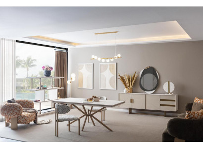 Villen Möbel xxl Sideboard Esstisch Stuhlgruppe Garnitur Esszimmer 7tlg.