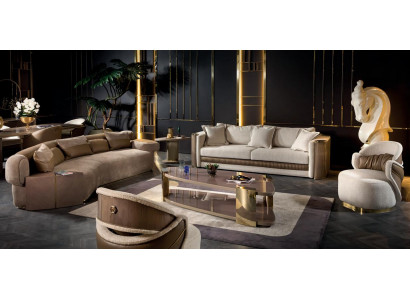 Sofa Set 4tlg  Luxus Wohnzimmer Design Polster Moderne Sitz Stoff Neu Möbel