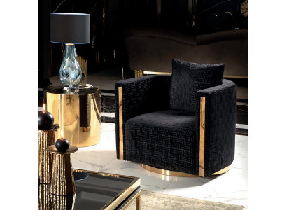 Sessel Gold Design Luxus Wohn Zimmer Möbel Erwachsene Holz 1-Sitzer Polster Neu
