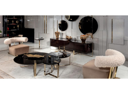 Set 6tlg Sessel Couchtisch Sideboard Spiegel Wohnzimmer Ästhetik Schönheit Luxus