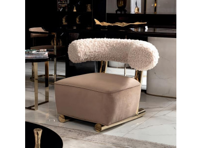 Sessel Luxus Wohnzimmer Polyester Stoff Beige Jugendliche Ästhetik Schönheit
