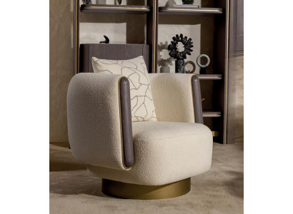 Sessel Wohnzimmer  Luxus Beige Modern Einfarbig Polyester Jugendliche Mit Kissen