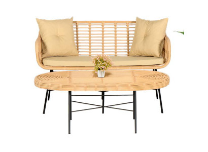 GartenMöbel  Sofa 2 Sitzer Couchtisch Sitzmöbel Sofagarnitur Terrasse Tisch Neu