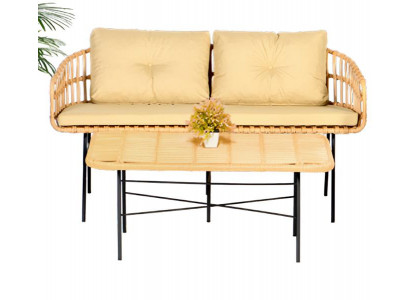Sofa 2 Sitzer Couchtisch Garten Möbel Set Sofagarnitur Tisch Veranda Sitzgruppen