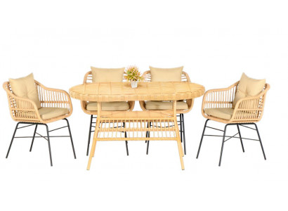 Esstisch 4x Stühle Garten Möbel Set 5tlg Terrasse Balkon Luxus Design Garnitur