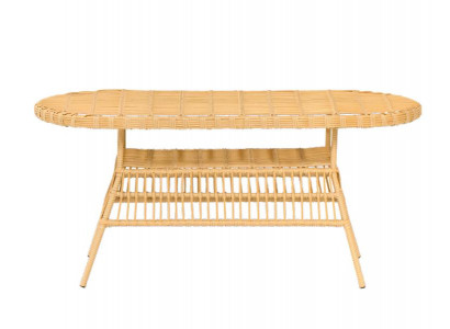 Hochwertiges Esstisch Rattan GartenMöbel Terrasse Balkon Luxus Design Beige