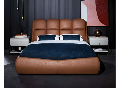 Schlafzimmer Doppelbett Nachttische Braun 4tlg Holz Eckkleiderschrank