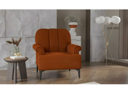 Sessel Einsitzer Stoffsessel Stoff Sitzer Polstersessel Orange Design