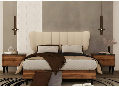 Komplette Schlafzimmer Doppelbett Nachttische Schrank Holz 4tlg Braun
