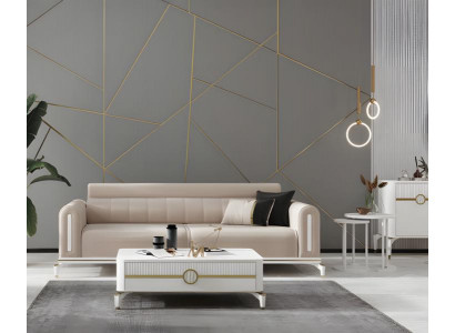 Dreisitzer Stoffsofa Sofa 3 Sitzer Beige Sofa Couch Design Polstersofa