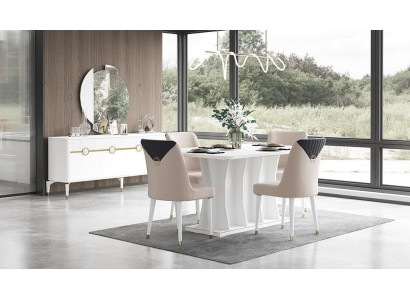 Essgruppe Esszimmer Esstisch Stühle Anrichte Holz Weiß 10tlg Tisch RTV