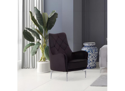 Sessel Ohrensessel Einsitzer Stoffsessel Schwarz Polyester Wohnzimmer